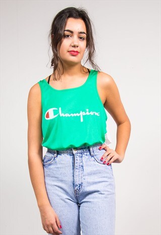 90'S VINTAGE GREEN CHAMPION VEST TOP T-SHIRT