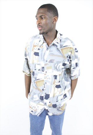 VINTAGE ABSTRACT 90'S PATTERNED SHIRT