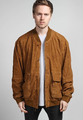 VINTAGE OVERSIZED SUEDE BOMBER JACKET