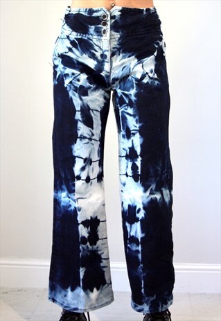 REWORKED ACID WASH TIE DYE BLEACHED VINTAGE BOOTCUT JEANS