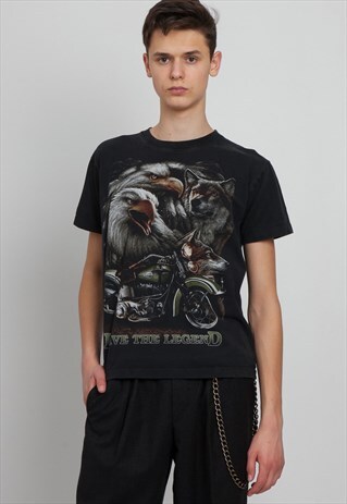 90S VINTAGE BLACK CREW NECK T-SHIRT