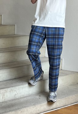 Vintage NIKE Pants Trousers Check Blue