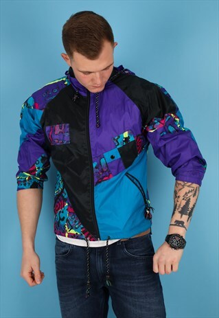 VINTAGE WINDBREAKER JACKET IN MULTI NJ748