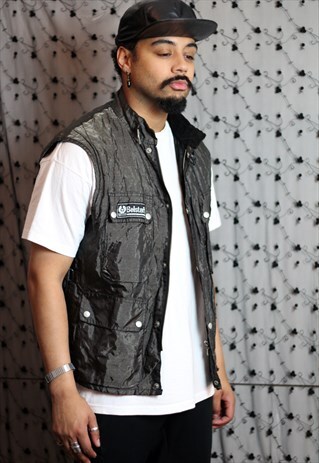 VINTAGE BELSTAFF METALLIC SILVER GREY SLEEVELESS JACKET