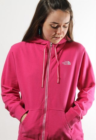 VINTAGE TNF THE NORTH FACE FULL ZIP PINK HOODIE WITH LOGO