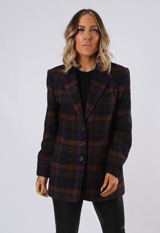 BLAZER TAILORED JACKET VINTAGE TARTAN UK 14 (NAK)