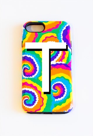 RAINBOW SWIRL PHONE CASE PERSONALISED - 1 LETTER PORTRAIT
