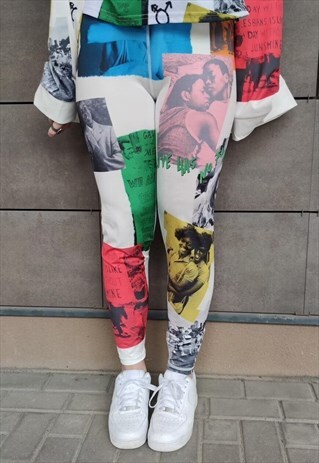 Pride leggings LGBT love Gay pants rainbow tights in white