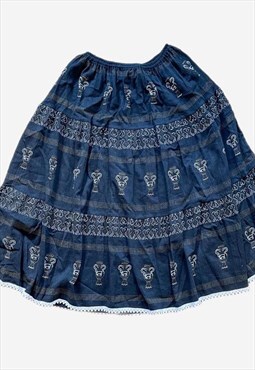 Vintage Indian Cotton Hippy Folk Festival Skirt 