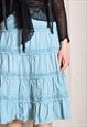 Y2K DUSTY BLUE COASTAL FAIRY TIERED MIDI SKIRT