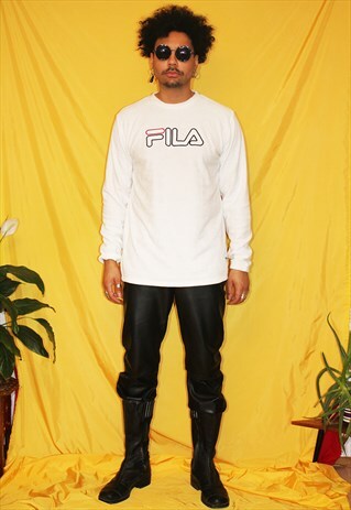 FILA BLACK LINE CRISTALLO TOWELLING WHITE FLEECE JUMPER