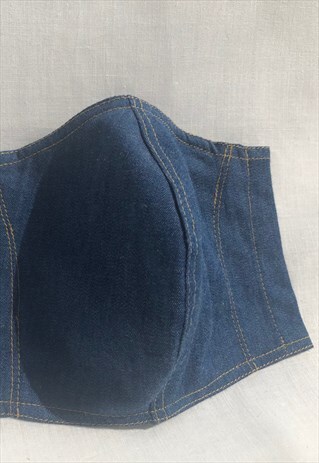 MEDIUM BLUE DENIM FACE COVERING