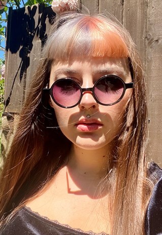 VINTAGE INSPIRED SUNGLASSES ROUND SHAPE IN BLACK WITH UV400
