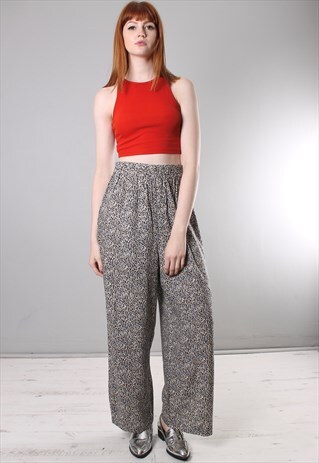 VINTAGE 90S PATTERNED HIGH WAISTED CULOTTE TROUSERS