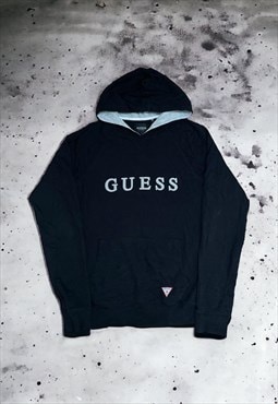 Y2K Men's Guess Embroidered Spell Out Hoodie 