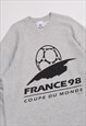 VINTAGE 1998 FRANCE FOOTBALL WORLD CUP SWEATSHIRT IN GREY