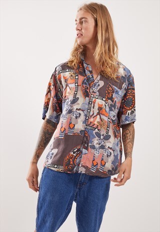 VINTAGE PATTERNED FESTIVAL SHORT SLEEVE SHIRT