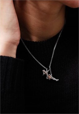 Swing And Girl Chain Necklace Women Sterling Silver Necklace