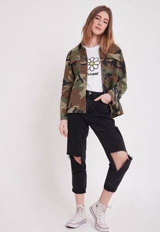 DISTRESSED BOYFRIEND JEANS - CHARCOAL GREY