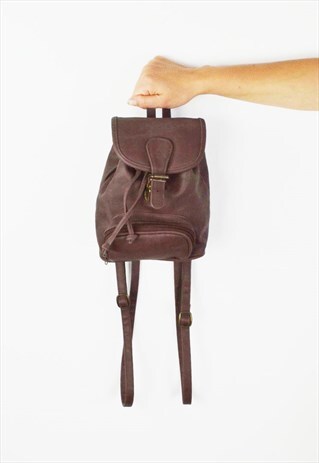 BROWN FAUX LEATHER RUCKSACK BAG