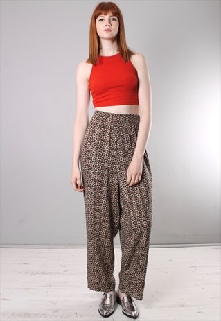 VINTAGE 80S GEOMETRIC PATTERNED HIGH WAISTED TROUSERS