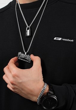 Thrasher Silver Necklace with Skate Flame Pendant