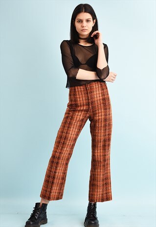 70'S RETRO REGULAR WAIST TAPESTRY SHORT CUT TROUSERS
