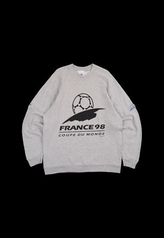 VINTAGE 1998 FRANCE FOOTBALL WORLD CUP SWEATSHIRT IN GREY