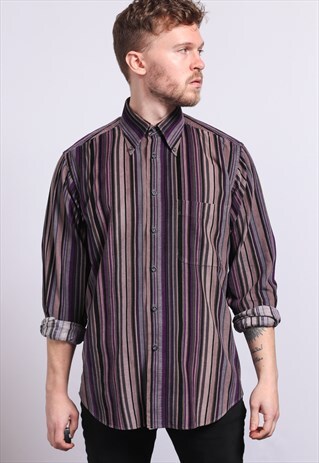 VINTAGE CORDUROY CORD STRIPED SHIRT