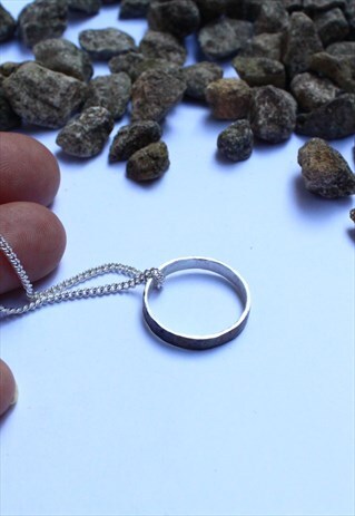 BOYFRIEND RING ON A CHAIN IN OXIDISED STERLING SILVER