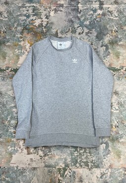 Grey Adidas Embroidered Spell Out Sweatshirt