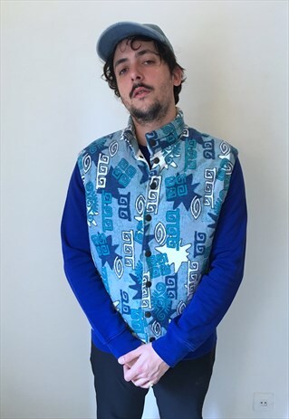 VINTAGE 90'S BLUE VEST FRESH PRINCE STYLE