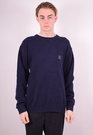 TOMMY HILFIGER MENS VINTAGE JUMPER SWEATER XL BLUE 90S