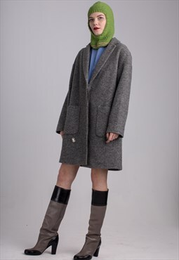 Vintage Grey Leather Knee Boots