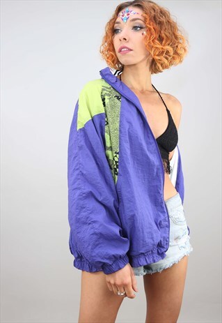VINTAGE 80S 90S OVERSIZED FESTIVAL SHELL WINDBREAKER JACKET