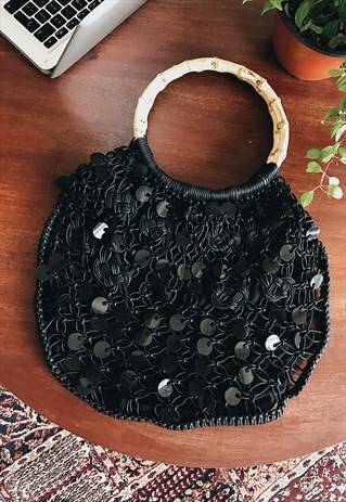 Y2K RETRO PARIS CHIC SEQUINED TOTE BAG