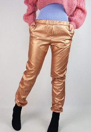 VINTAGE 90'S FAUX LEATHER COPPER PANTS