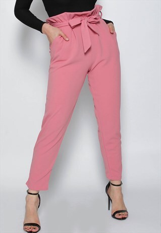 PAPERBAG WAIST BELTED CROP POCKET TROUSER