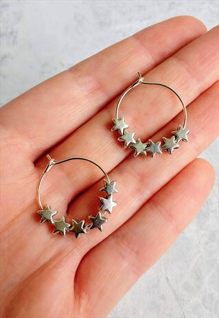 MINI STAR CLUSTER HOOP EARRINGS
