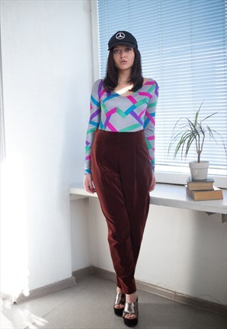 VINTAGE 90'S MAROON VELVET TROUSERS