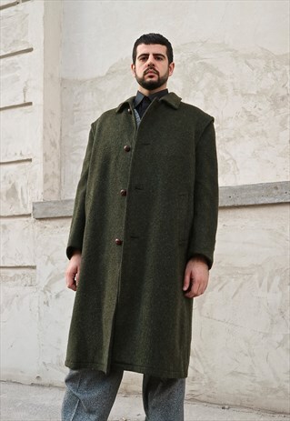 80S VINTAGE RARE ORIGINAL LODEN WOOL COAT
