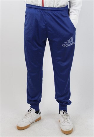 VINTAGE ADIDAS 90S BLUE PRINT TRACKSUIT BOTTOMS