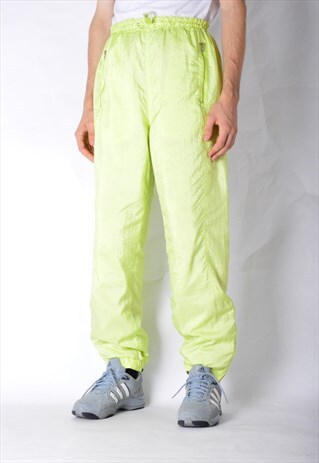 VINTAGE 80S NEON LIME GREEN SHELL SPORTS PANTS