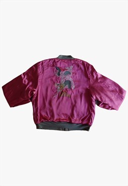 Vintage 90s Reversible Pink Army Satin Tour Jacket