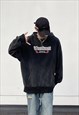 BLACK WASHED PUNK GRAPHIC COTTON OVERSIZED HOODIES 