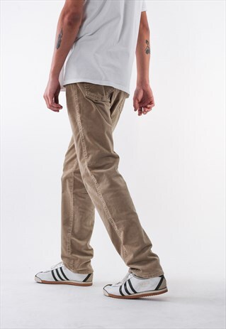 VINTAGE ARMANI JEANS CORDUROY DENIM PANTS TROUSERS 90S BEIGE