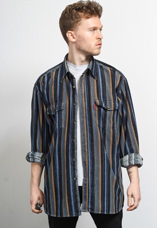 VINTAGE CORDUROY CORD STRIPED SHIRT