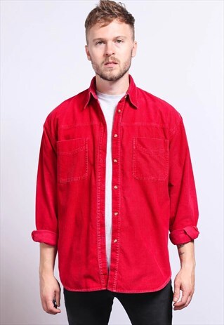 VINTAGE CORDUROY CORD SHIRT RED