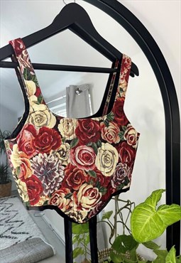 Handmade floral rose tapestry corset