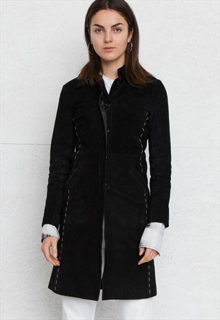 VINTAGE BLACK SUEDE COAT